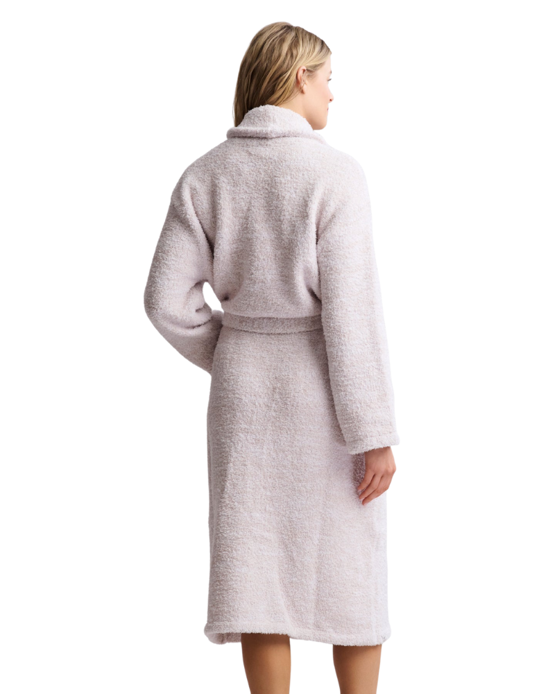 Barefoot Dreams B509 Heathered Stone/White CozyChic Robe Myselflingerie.com