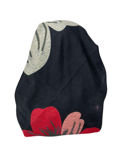 It's Younique OB-RD-FL Red Oversized Flower on Black Pre-Tied Open Back Bandanna with Velvet Grip Myselflingerie.com