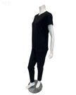 Jackie O'Loungewear VPJ-S/S-BLK Black Short Sleeve V Neck Modal Pajamas Set Myselflingerie.com