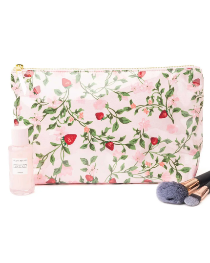 8 Oak lane EA307BER Berry Botanical Clear Coated Travel Cosmetic Case