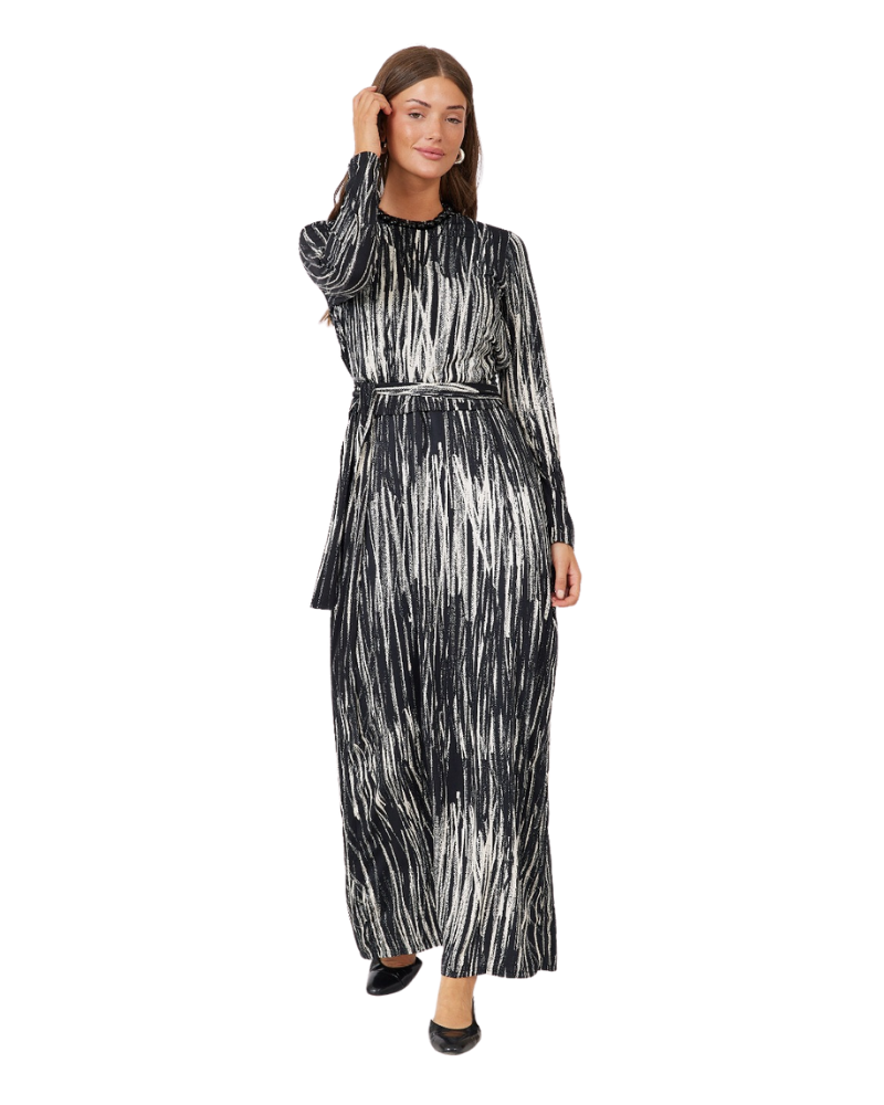 ORD DNP26115 + TRP26114 Black & White Tie-Up Top and Jumper Lounger Robe Set / Nursing Friendly Myselflingerie.com