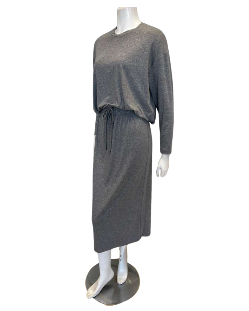 Jackie O' DRWSTRNG-2PC-GRY Grey Drawstring Lounger Top & Skirt Set Myselflingerie.com