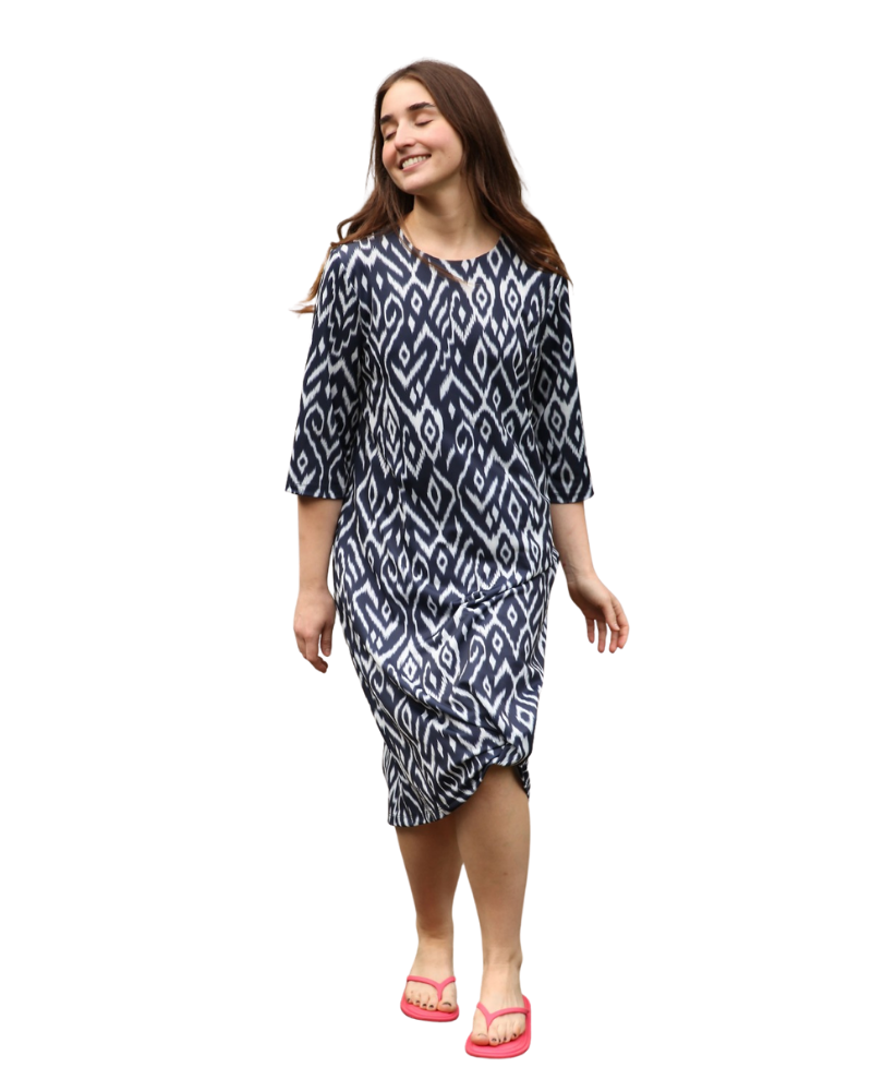 Jackie O' Navy Printed Swim Cover Up Dress Myselflingerie.com