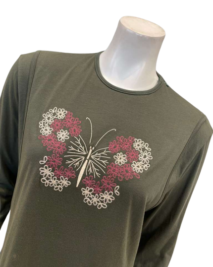 Pen-ky 11916 Khaki Butterfly Stitch Cotton Blend Coverall Nursing Nightgown Myselflingerie.com