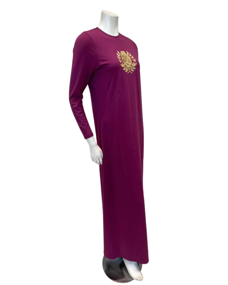 Lunderbeck N5276 Mulberry Embroidered Emblem Pull On Modal Nightgown Myselflingerie.com
