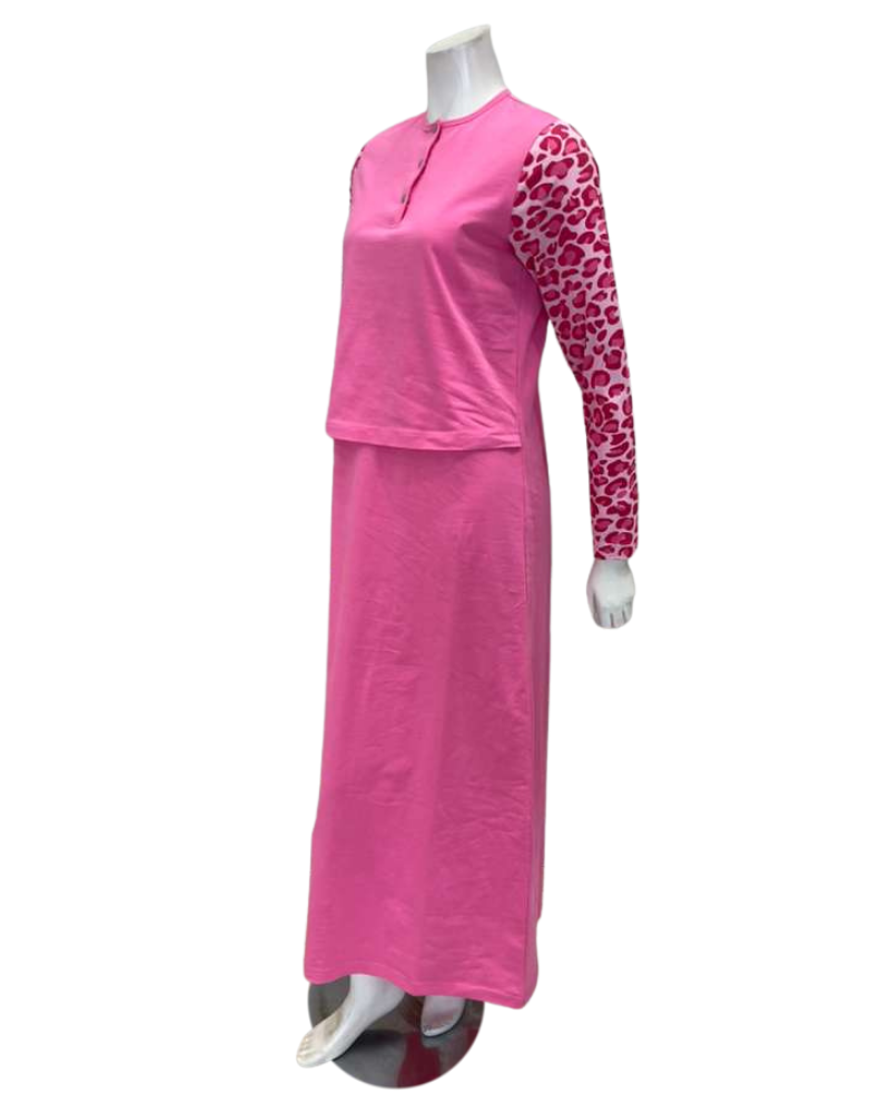 Nico Italy AP1833PK Pink Leopard Print Cotton Nursing Nightgown Myselflingerie.com