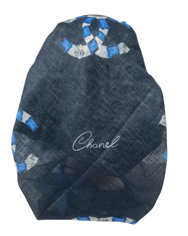 It's Younique OB-CC-BL Blue Designer Inspired Metallic Pre-Tied Open Back Bandanna with Velvet Grip Myselflingerie.com