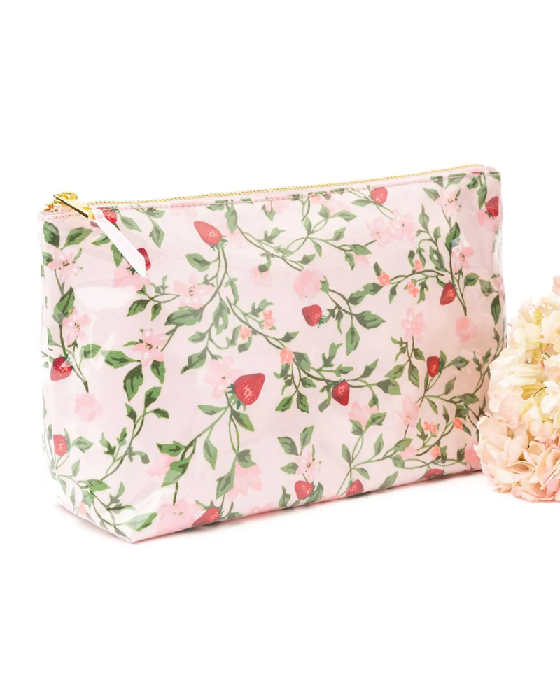 8 Oak lane EA307BER Berry Botanical Clear Coated Travel Cosmetic Case