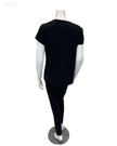 Jackie O'Loungewear VPJ-S/S-BLK Black Short Sleeve V Neck Modal Pajamas Set Myselflingerie.com