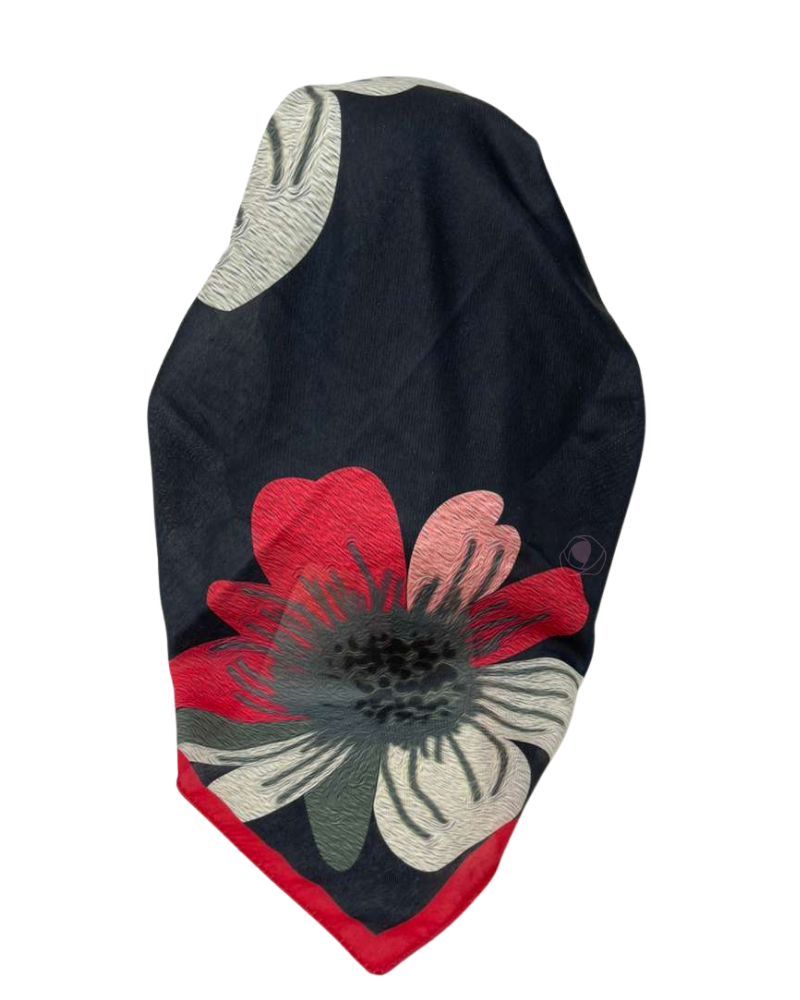 It's Younique OB-RD-FL Red Oversized Flower on Black Pre-Tied Open Back Bandanna with Velvet Grip Myselflingerie.com