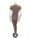 Jackie O'Loungewear VPJ-S/S-TAN Tan Short Sleeve V Neck Modal Pajamas Set Myselflingerie.com