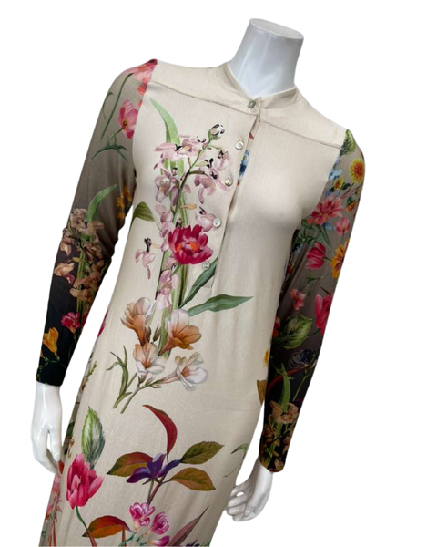 S7702 Ombre Garden Floral Print Button Down Modal Nightgown