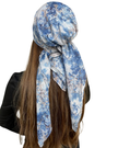 Scarf Bar Whimsical Blue Garden Square Scarf with Invisible Grip Myselflingerie.com