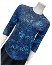 Seashells S7559 Navy Leopard Rounded Front V Pintuck 3/4