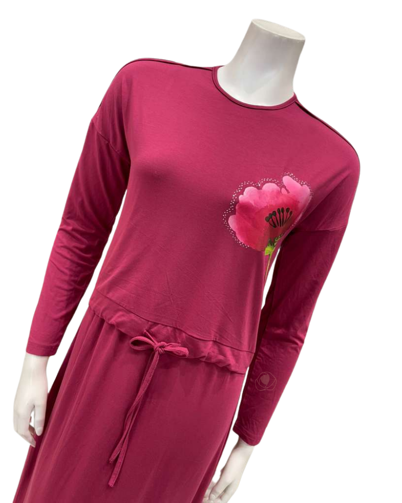 Mega Dreams 357553 Burgundy Pink Flower Modal Nursing Nightgown Myselflingerie.com