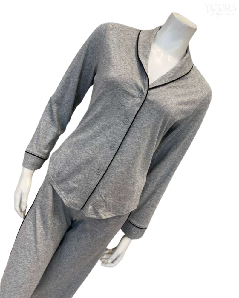 Cosabella PIMAL9648 Heather Grey/Black Pima Lusso Cotton Blend Pajamas Set Myselflingerie.com