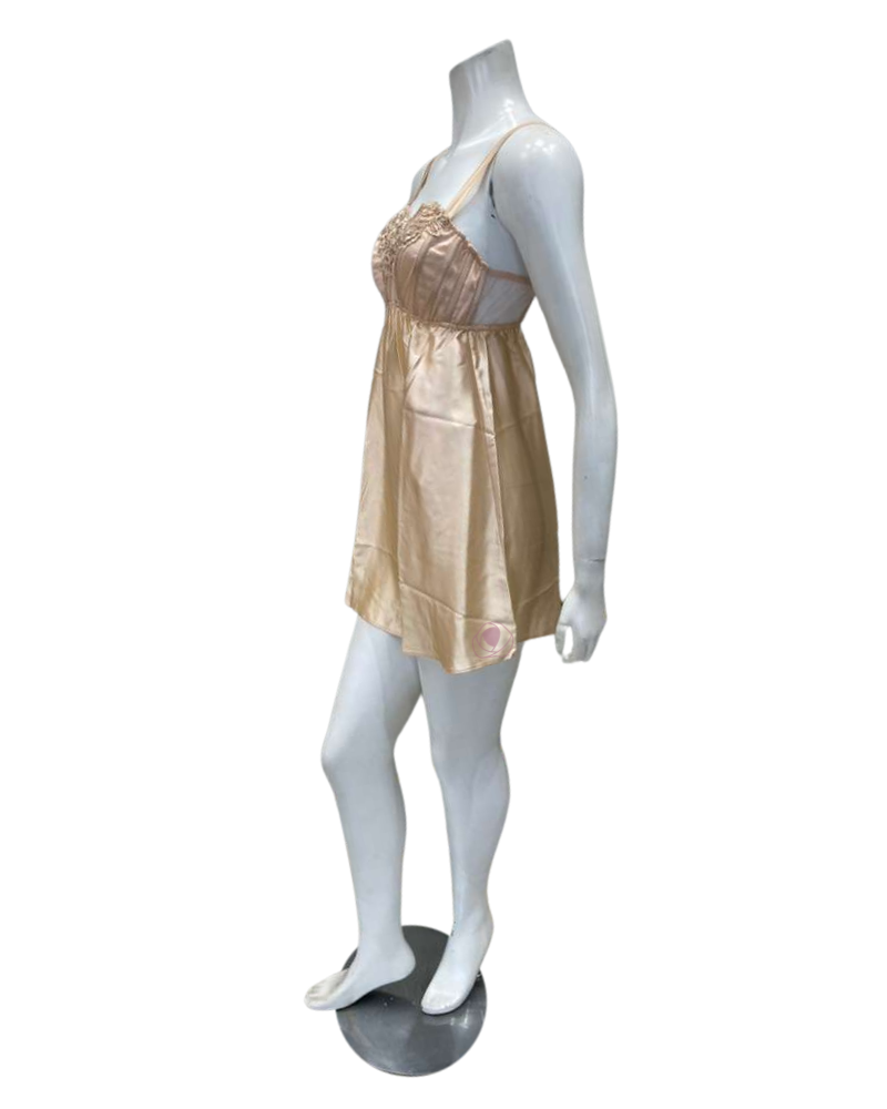 Isayes Lingerie 300351 + 180161 Peach Embroidered Chemise & Wrap Set Myselflingerie.com