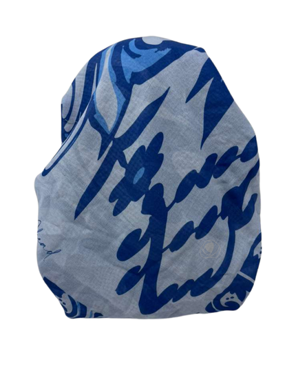 Ahead VT2799 Cobalt Flora Crest Versatile Style Long Tails Open Back Pre-Tied Bandanna Myselflingerie.com