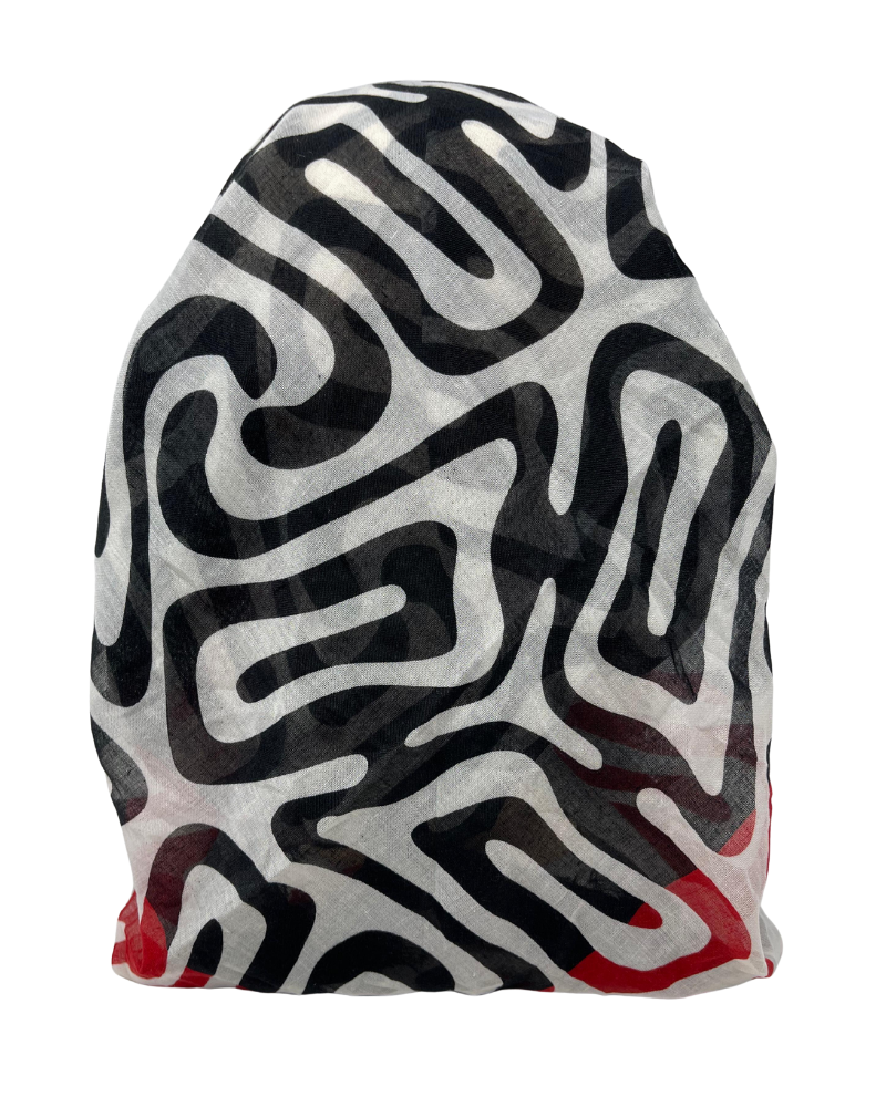 It's Younique OB-ZEB-RDWH Red/White Zebra Print Pre-Tied Open Back Bandanna with Velvet Grip Myselflingerie.com