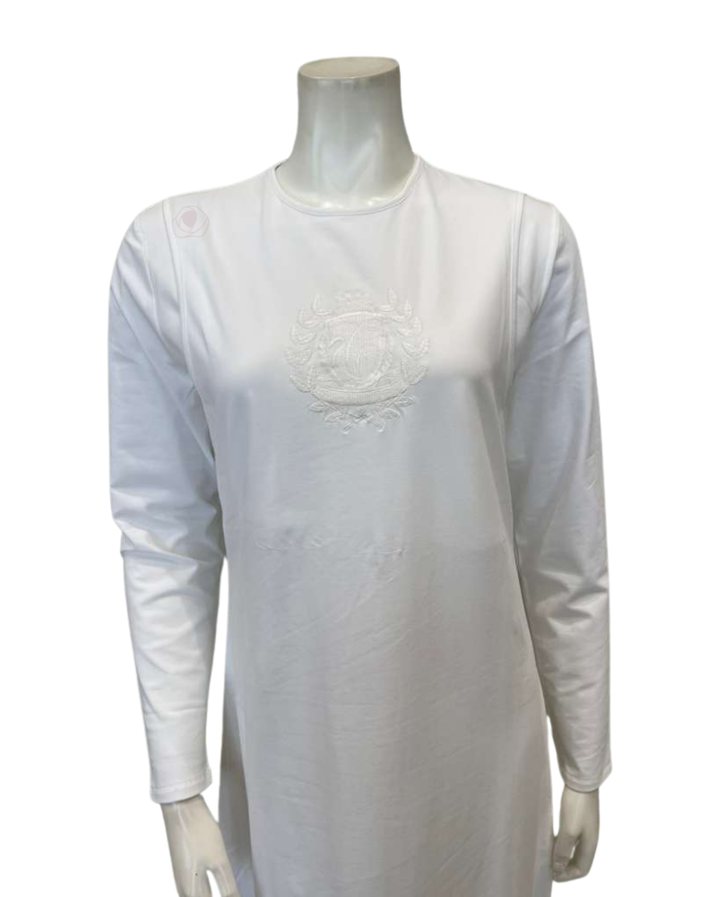 Chicolli N5288-C White Signature Cotton Coverall Nursing Nightgown Myselflingerie.com