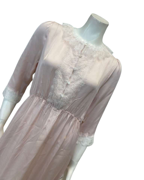Oh! Zuza V19 Blush Pink Poly Silk and Lace Nightgown Myselflingerie.com