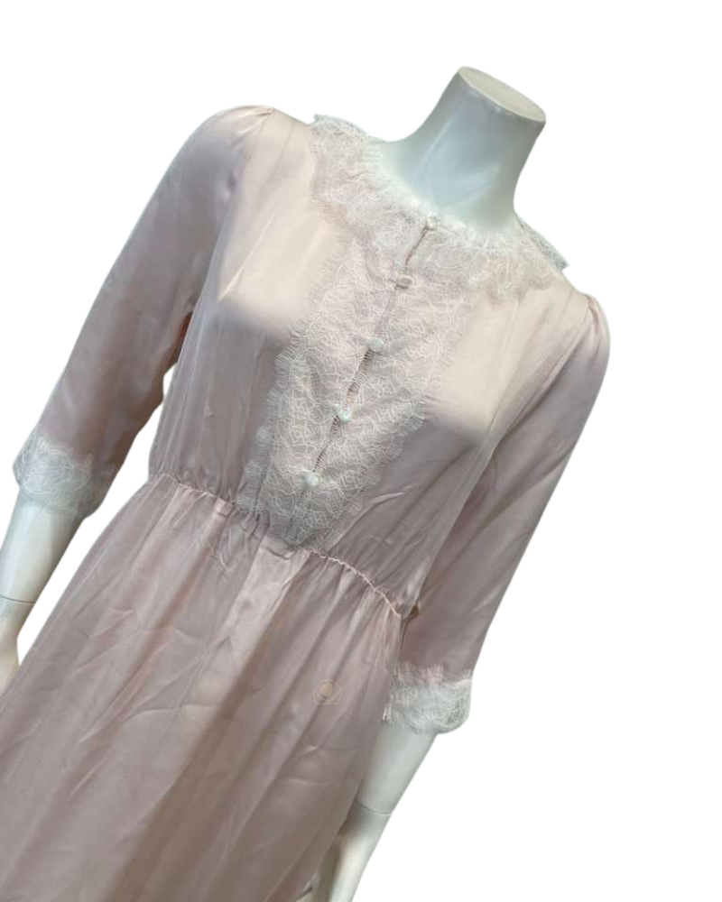Oh! Zuza V19 Blush Pink Poly Silk and Lace Nightgown Myselflingerie.com