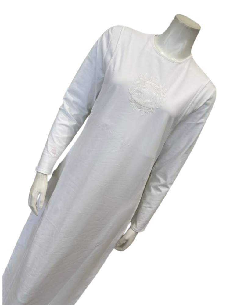 Chicolli N5288-C White Signature Cotton Coverall Nursing Nightgown Myselflingerie.com