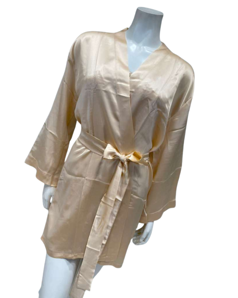 Isayes Lingerie 300351 + 180161 Peach Embroidered Chemise & Wrap Set Myselflingerie.com