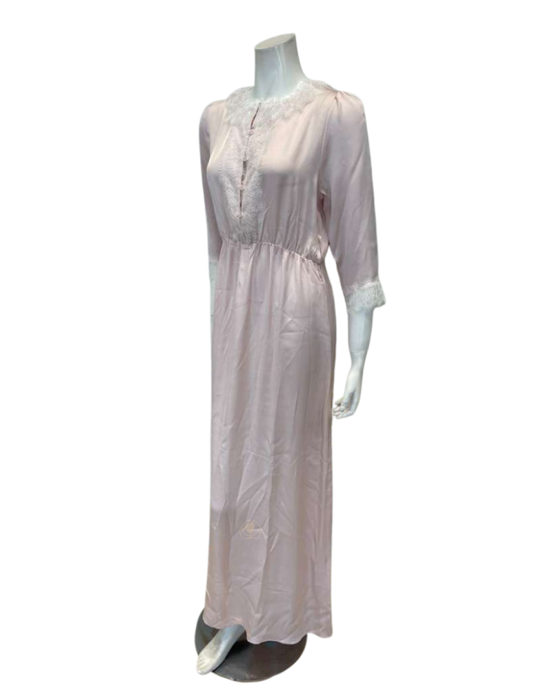 Oh! Zuza V19 Blush Pink Poly Silk and Lace Nightgown Myselflingerie.com