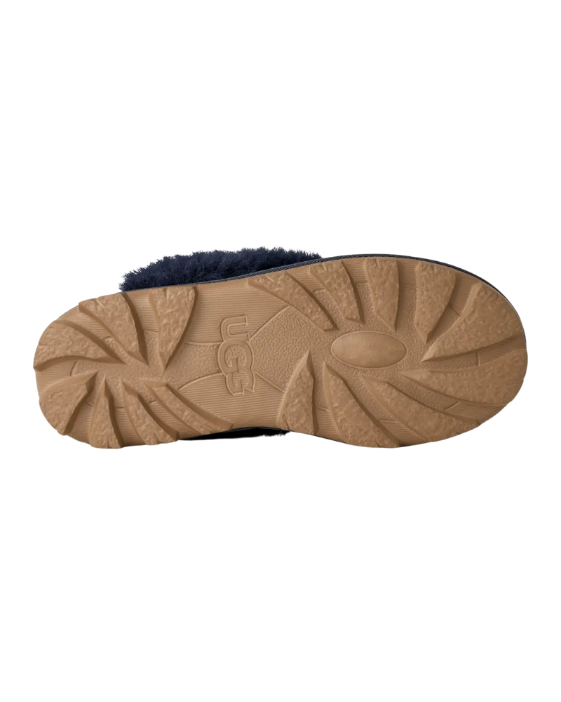 UGG 5125 Dark Indigo Coquette Clog Suede Slippers with Fur Trim Myselflingerie.com