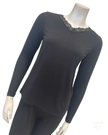 Jackie O'Loungewear VPJ-L/S-BLK Black V Neck Long Sleeve Modal Pajamas Set Myselflingerie.com