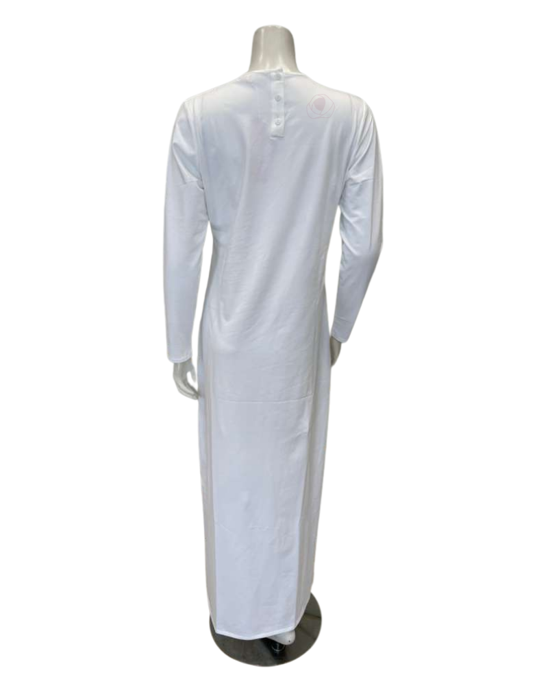 Chicolli N5288-C White Signature Cotton Coverall Nursing Nightgown Myselflingerie.com