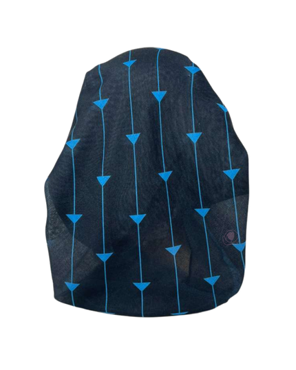 It's Younique Blue on Black Designer Inspired Pre-Tied Open Back Bandanna with Velvet Grip