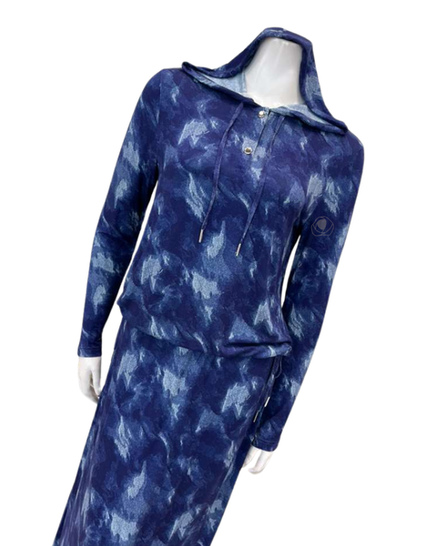 Sparrow Denim Tie Dye Knit Hoodie & Maxi Lounge Set