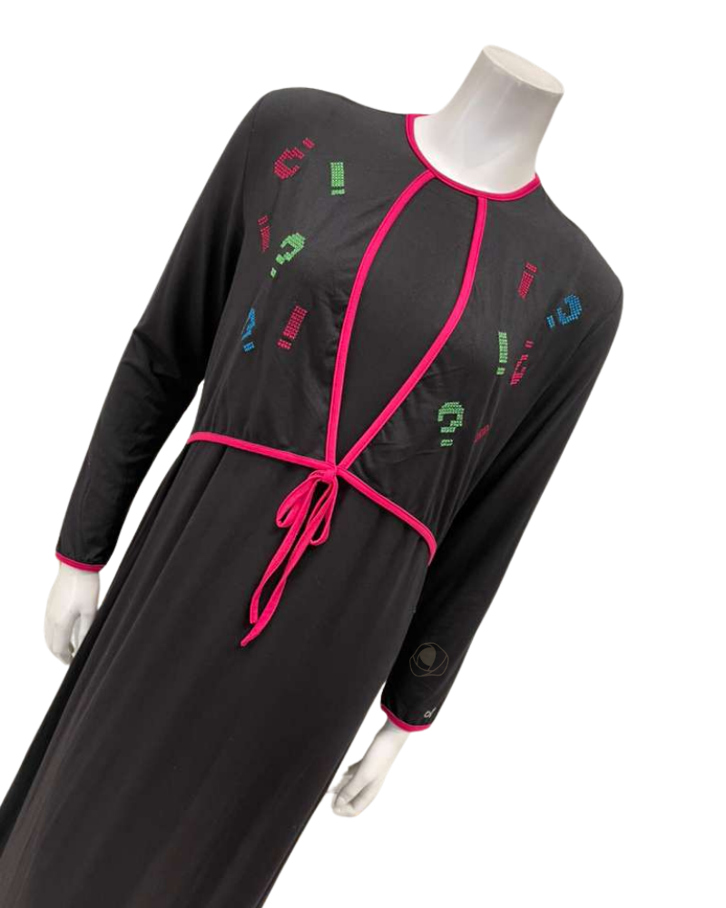 Mega Dreams 357541 Black and Fuchsia String Modal Nursing Nightgown Myselflingerie.com