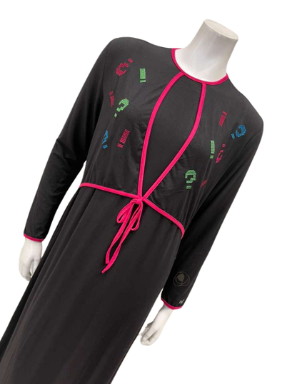 Mega Dreams 357541 Black and Fuchsia String Modal Nursing Nightgown Myselflingerie.com
