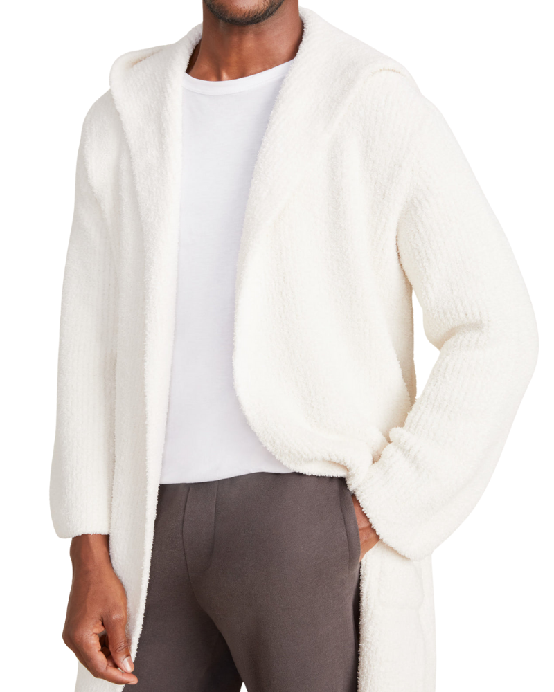 Barefoot Dreams BDUCC20869 Cream CozyChic Ribbed Hooded Robe Myselflingerie.com