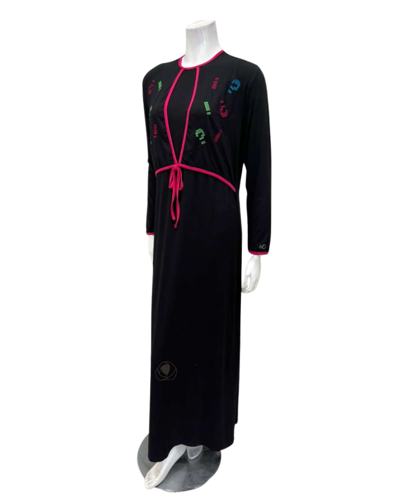 Mega Dreams 357541 Black and Fuchsia String Modal Nursing Nightgown Myselflingerie.com