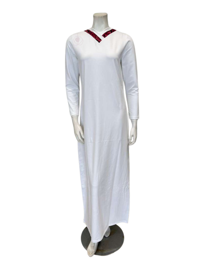Chicolli White Leopard Lace Pull On Cotton Nightgown Myselflingerie.com