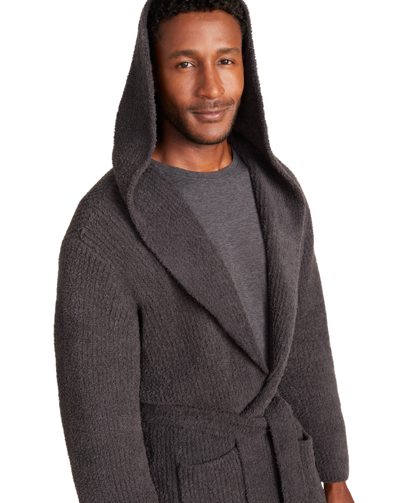 Barefoot Dreams BDUCC20869 Carbon CozyChic Ribbed Hooded Robe Myselflingerie.com