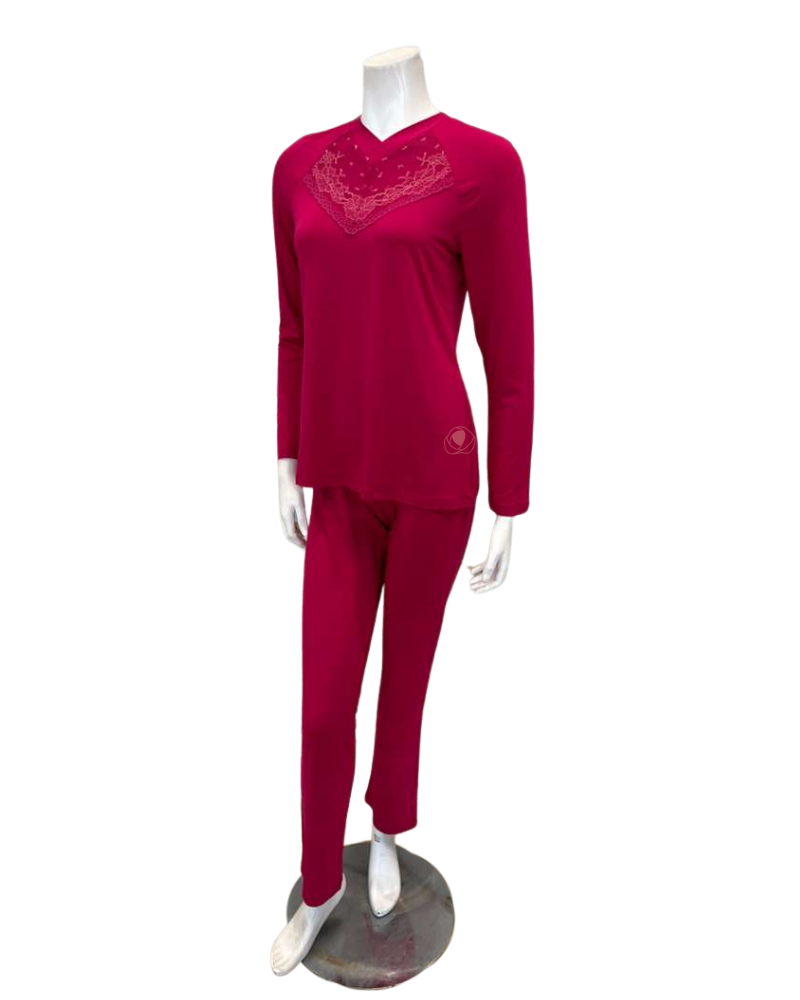 Oh! Zuza V21 Ruby and Lace Modal Pajamas Set Myselflingerie.com