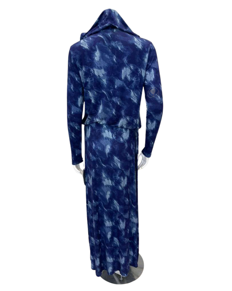 Sparrow Denim Tie Dye Knit Hoodie & Maxi Lounge Set