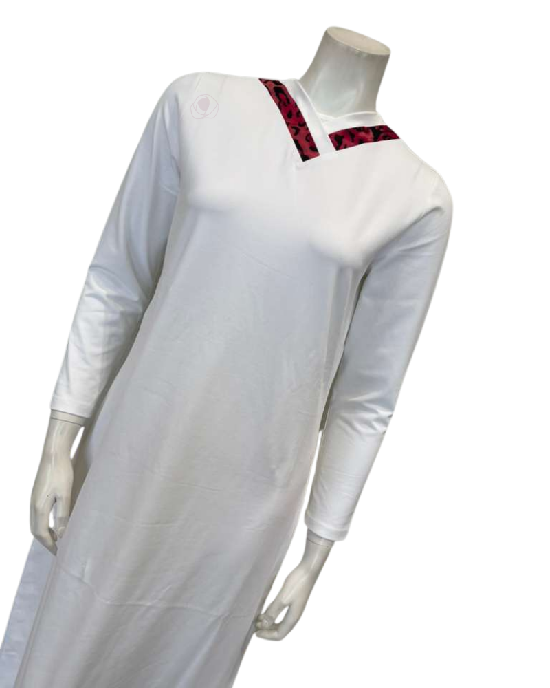 Chicolli White Leopard Lace Pull On Cotton Nightgown Myselflingerie.com
