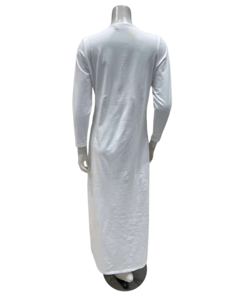Chicolli N5171 White Dickie Wrap Cotton Versatile Nursing Nightgown Myselflingerie.com