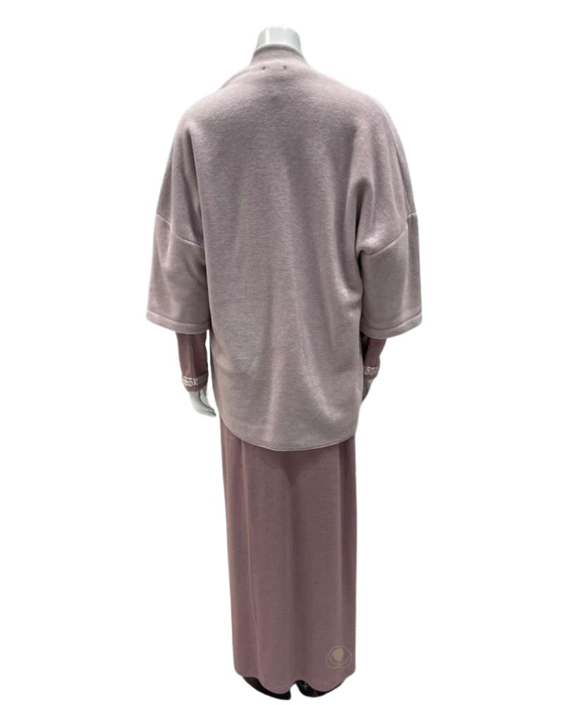 Iora Lingerie Dusty Pink Plush with Pom Pom Trim Lounge Wrap