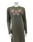 Pen-ky 11916 Khaki Butterfly Stitch Cotton Blend Coverall Nursing Nightgown Myselflingerie.com