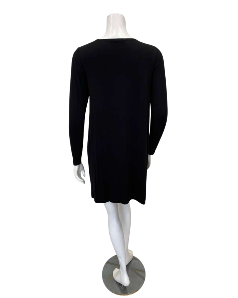 Jackie O'Loungewear Black V Neck Lace Long Sleeves Modal Nightshirt Myselflingerie.com