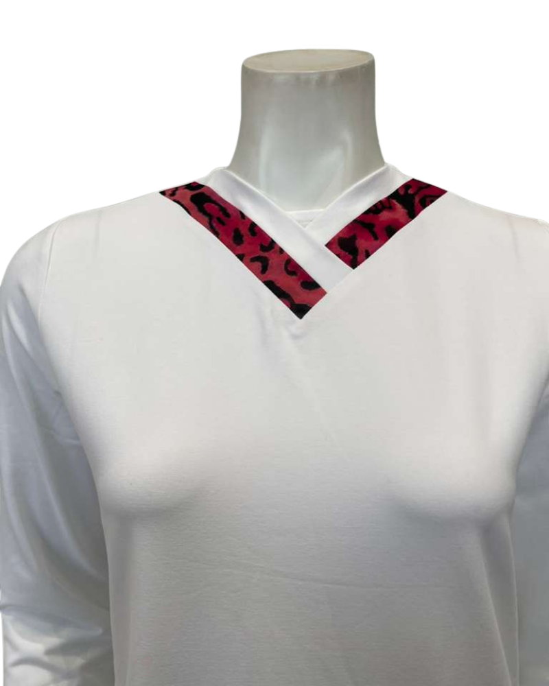 Chicolli White Leopard Lace Pull On Cotton Nightgown Myselflingerie.com