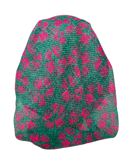 It's Younique OB-WHFL-PK Pink Stitched Flowers Green Shimmer Pre-Tied Open Back Bandanna with Velvet Grip Myselflingerie.com