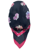 It's Younique OB-FLOW-PI Pink Flower Print on Black Pre-Tied Open Back Bandanna with Velvet Grip Myselflingerie.com